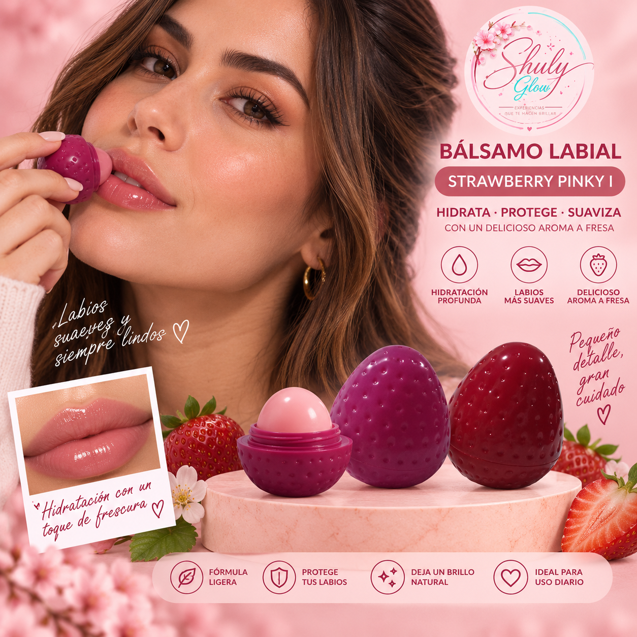 BALSAMO LABIAL STRAWBERRY PINKY I - Imagen 6